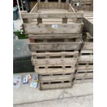 FIVE VINTAGE WOODEN POTATO SPRITTING BOXES