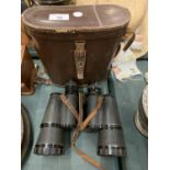 A PAIR OF PANORAMA BINOCULARS WITH LEATHER CASE