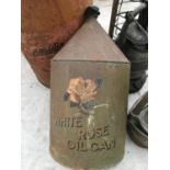 A VINTAGE WHITE ROSE OIL CAN