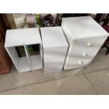 THREE SMALL WHITE CABINETS