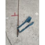 A TWO PIECE SPLIT CANE FISHING ROD WITH ROD BAG
