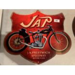 A SHAPED 'JAP' MOTORCYLCLES METAL SIGN