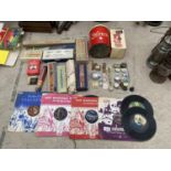 VARIOUS VINTAGE HOUSEHOLD ITEMS - 78 RPM RECORDS, CANDLES ETC