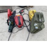 TWO FUEL CANS, A PRESSURE WASHER, HEDGE TRIMMER ETC