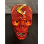 A LARGE SIGNED HAND PAINTED ANITA HARRIS SKULL