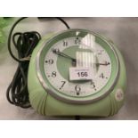 A SMITHS GREEN DECO STYLE ELECTRIC WALL CLOCK