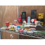 A LARGE QUANTITY OF ORIGINAL VINTAGE TINS TO INCLUDE BABY FOOD AND MEDICINE ETC