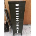 A VINTAGE FIFTEEN DRAWER MINIATURE FILING CABINET