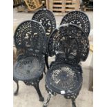 FOUR CAST METAL GARDEN CHAIRS