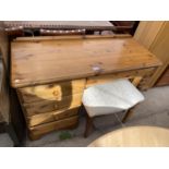 A DUCAL PINE DRESSING TABLE COMPLETE WITH STOOL