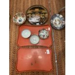 A SELECTION OF ORIENTAL PIECES INCLUDING THREE TRAYS