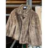 A LADY'S FAUX FUR JACKET, MEDIUM