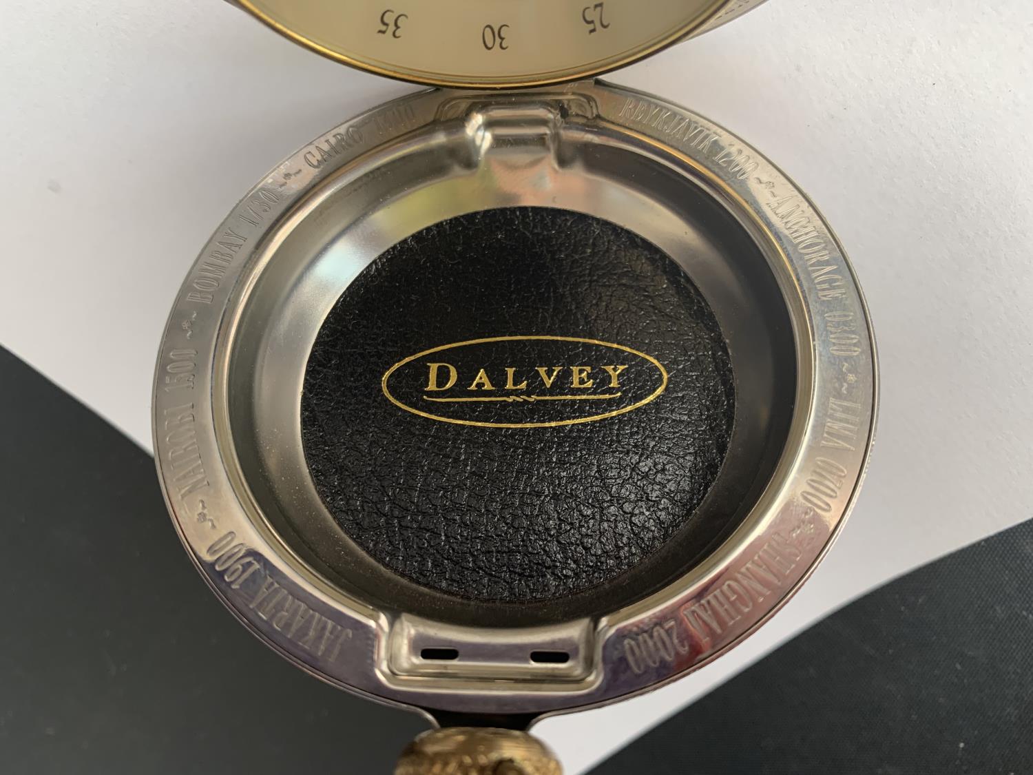 A 'THE DALVEY ST ELMO' TRAVELLING ALARM CLOCK IN THE FORM OF A LARGE POCKET WATCH - Image 4 of 5