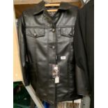 A GENTLEMANS BLACK LEATHER ALTA MODA ITALIAN BELTED JACKET