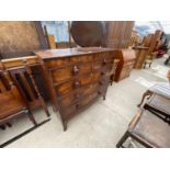 A 19TH CENTURY MAHOGANY CHEST OF TWO SHORT AND THREE LONG DRAWERS, 43" WIDE