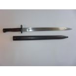 A GERMAN S84/98 BAYONET AND SCABBARD, 38CM BLADE