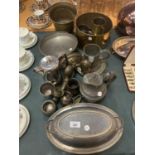 VARIOUS ITEMS OF METALWARE, EPNS AND PEWTER TO INCLUDE LIDDED DISHES, TANKARDS ETC