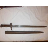 A FRENCH 1892 MANLICHER BAYONET AND SCABBARD, 40cm BLADE