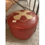 A RETRO RED LEATHER FOOTSTOOL