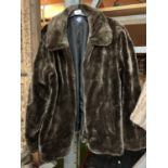 A LADY'S FAUX FUR ZIPPED JACKET, LARGE