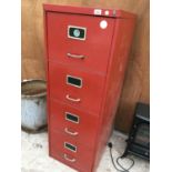 A FOUR DRAWER METAL FILING CABINET
