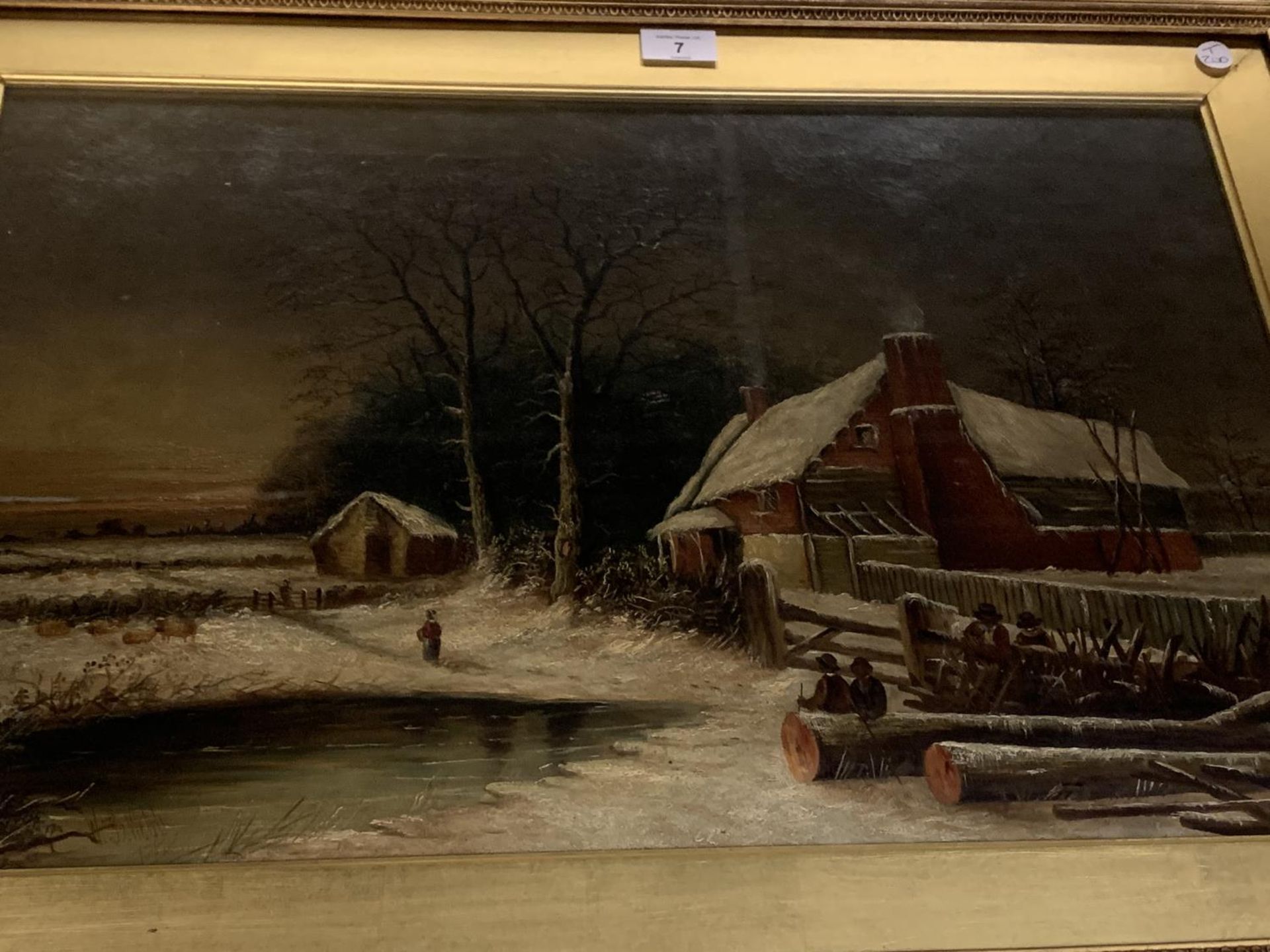 A GILT FRAMED OIL ON CANVAS OF A WINTER COUNTRY SCENE WITH SHEEP SIGNED W B WEBB - Image 3 of 3
