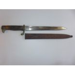 A GERMAN K98 BAYONET AND SCABBARD, 25cm BLADE A/F