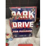 A VINTAGE ENAMEL PARK DRIVE SIGN