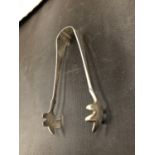 A PAIR OF SILVER SUGAR TONGS