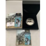 A BOXED 2010 ROYAL MINT SILVER PROOF ALDERNEY BATTLE OF BRITAIN 5 POUND COIN WITH CERTIFICATE