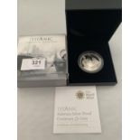 A BOXED 2012 ROYAL MINT ALDERNEY TITANIC SILVER PROOF 5 POUND COIN WITH CERTIFICATE