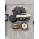 VARIOUS SPATS, VINTAGE COLLARS, BAROMETER, RETRO CLOCK ETC