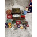 VARIOUS VINTAGE TINS AND BOXES