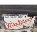 A VINTAGE ENAMEL MALLANOP BEER SIGN