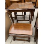 A MINIATURE OAK DROP-LEAF TABLE AND AN OAK OCCASIONAL TABLE