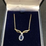 AN BLUE STONE PENDANT ON A 10CT GOLD NECKLACE 4 GRAMS