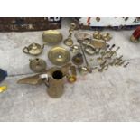 VARIOUS BRASS AND EPNS ITEMS - AN EAGLE, CANDLESTICKS, LAMP ETC