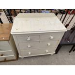 A SMALL VICTORIAN PAINTED CHEST OF TWO SHORT AND TWO LONG DRAWERS