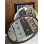 FIVE VARIOUS FRAMED MIRRORS TO INCLUDE WOODEN AND PLASTIC