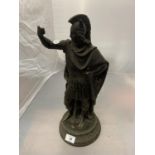 A SPELTER FIGURE OF A ROMAN CENTURION