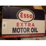 A METAL VINTAGE STYLE AN ESSO EXTRA MOTOR OIL SIGN 20CM X 30CM