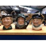 THREE ROYAL DOULTON TOBY JUGS TO INCLUDE 'ROBIN HOOD', 'BEEFEATER' AND 'RIP VAN WINKLE'