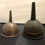 TWO COPPER FUNNELS