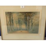 A FRAMED WATERCOLOUR OF TRENTHAM WOODS BY MINTON ARTIST CONNELLY 1925