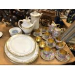 A PRETTY FLORAL MADDOCK COFFEE SET AND THREE ROYAL DOULTON 'BELMONT' PLATTERS WITH COFFEE POT