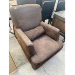 A SUEDE EASY CHAIR