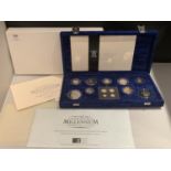 A UNITED KINGDOM MILLENIUM THIRTEEN COIN SILVER PROOF SET IN PRESENTATION CASE WITH CERTIFICATE