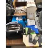 VARIOUS ITEMS TO INCLUDE PHONES, TOASTER, DUSTBUSTER, LEICA PROJECTOR ETC
