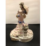 A COALPORT MATT FIGURINE MADEMOISELLE CHERIE A/F DAMAGE TO FLOWER STAND