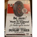 A METAL VINTAGE STYLE DUNLOP TYRES SIGN 20CM X 30CM